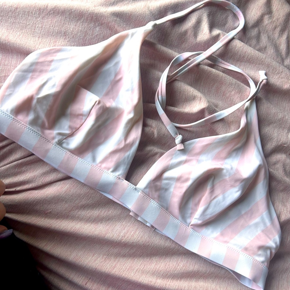Victoria secret Pink and White Bikini top